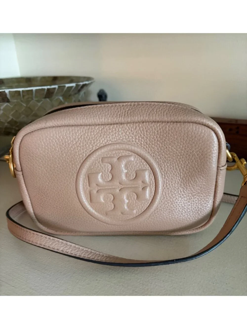 Tory Burch Perry Bombe Beige Crossbody Camera Handbag